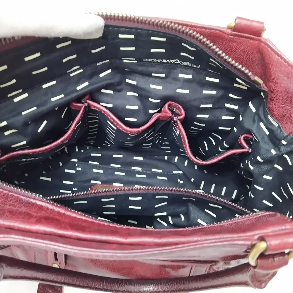 Rebecca Minkoff Rapture Burgundy Leather Tassel Double Handles Satchel Bag